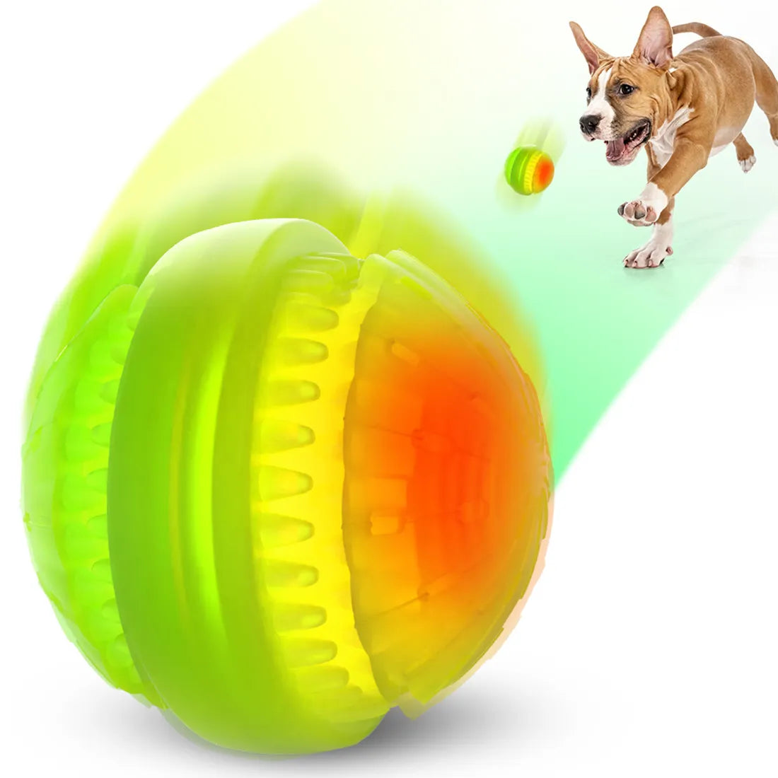 Rechargeable LED Light up Interactive Dog Chew Toy Ball Eco-Friendly Silicone Glow in the Dark Puppy Dog Chewing Toys Ball