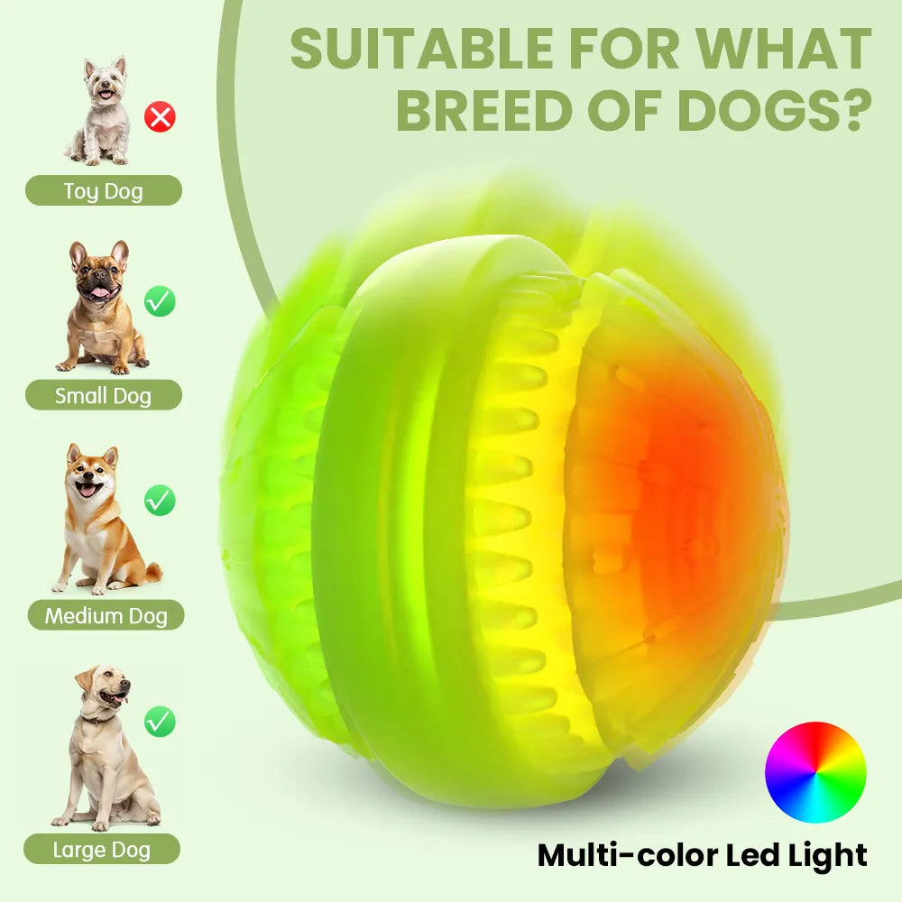 Rechargeable LED Light up Interactive Dog Chew Toy Ball Eco-Friendly Silicone Glow in the Dark Puppy Dog Chewing Toys Ball