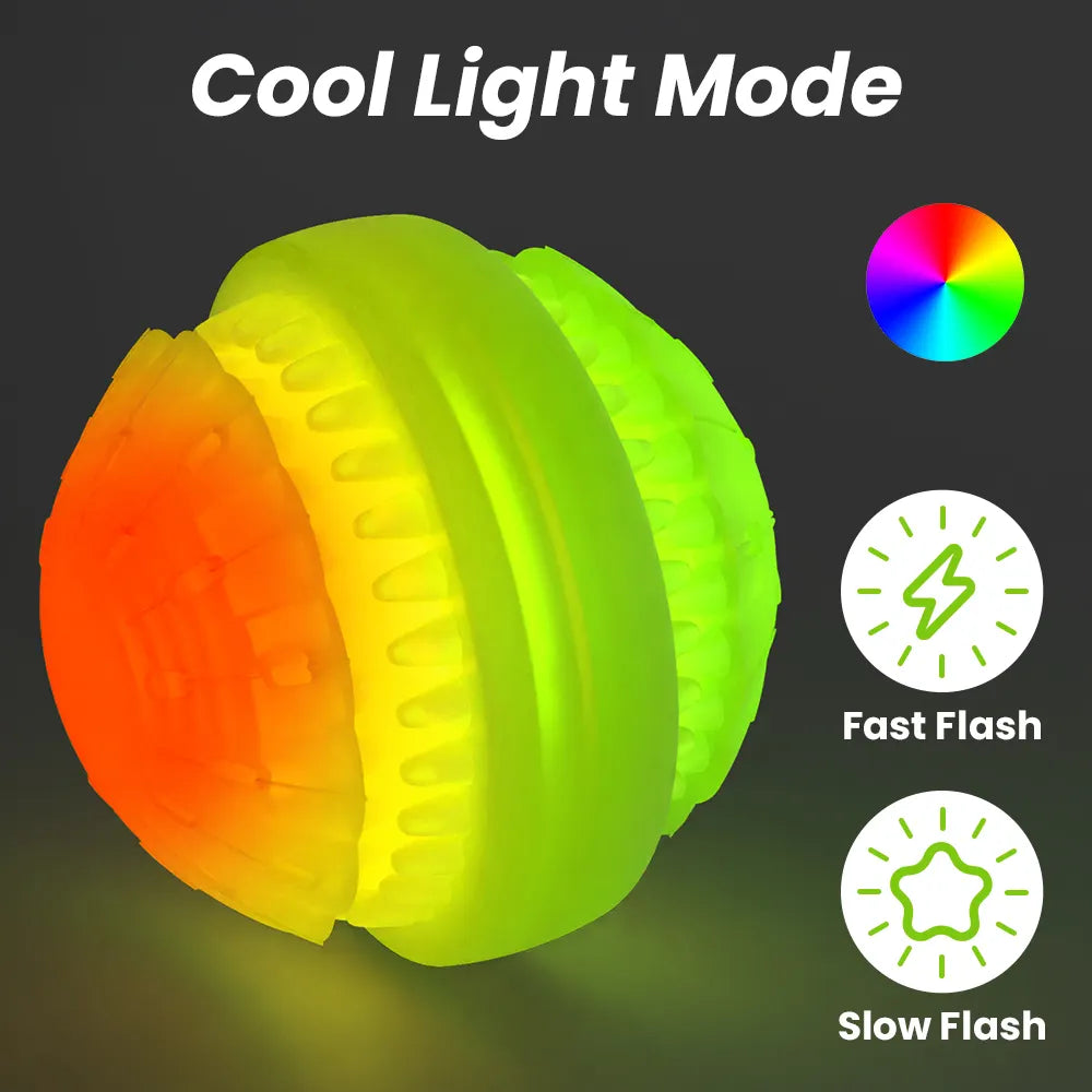 Rechargeable LED Light up Interactive Dog Chew Toy Ball Eco-Friendly Silicone Glow in the Dark Puppy Dog Chewing Toys Ball